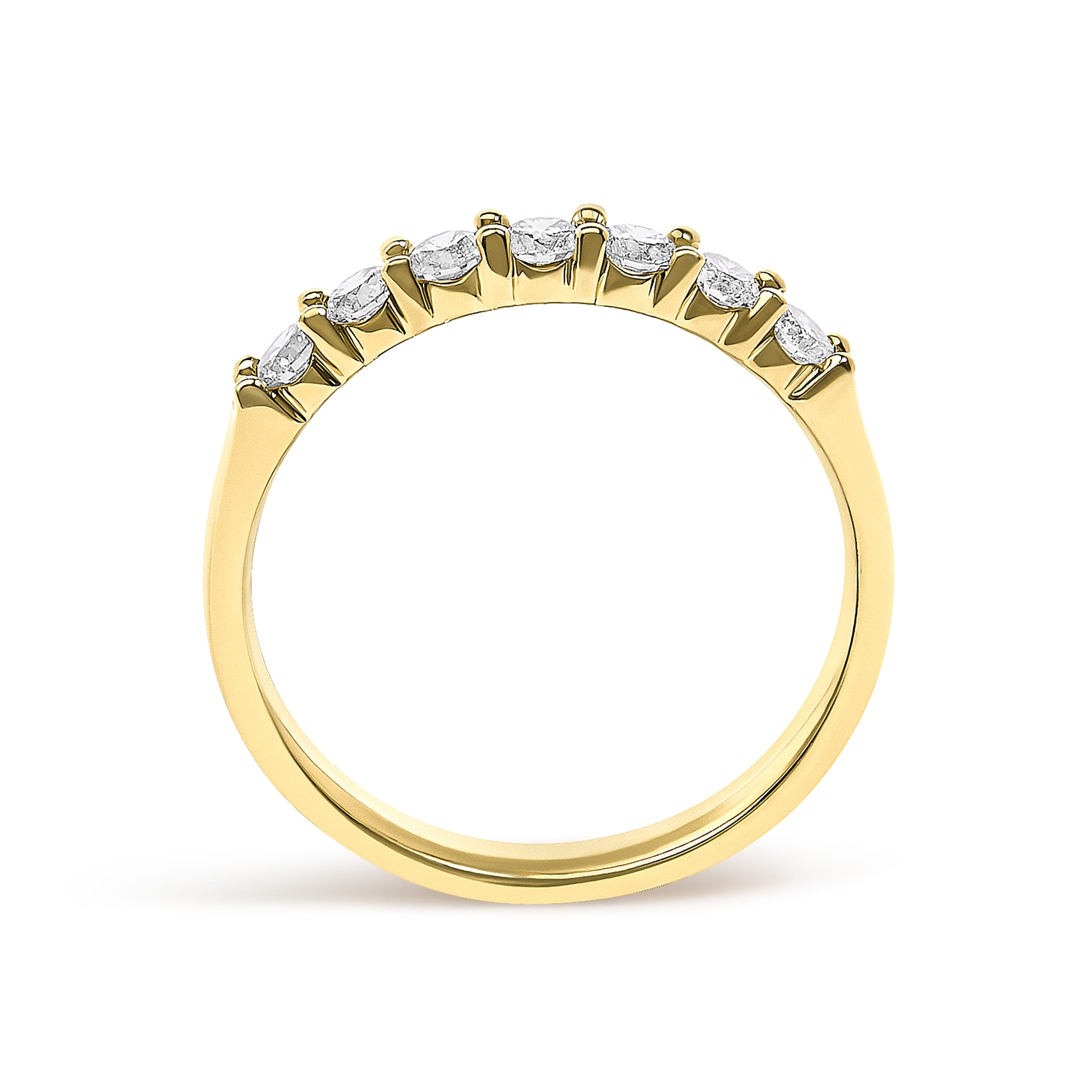 14K Yellow Gold 1/2 Cttw Diamond 7 Stone Band Ring