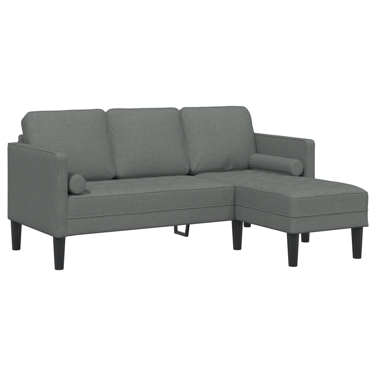 Sofa Set with Cushion 2 pcs Dark Grey Polyester