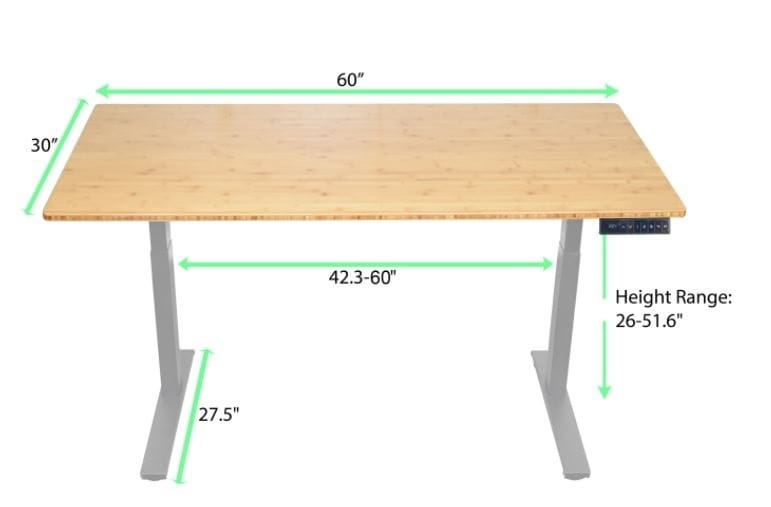30" Adjustable Brown and Gray Stainless Steel Computer Desk