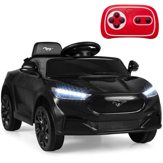 12V Kids Ride on Car Licensed Ford Mach E with Parent Control and Horn-Black - Color: Black