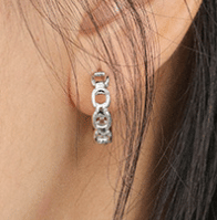 Modern Fashion Hollow Chain 925 Sterling Silver Hoop Earrings