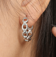 Modern Fashion Hollow Chain 925 Sterling Silver Hoop Earrings
