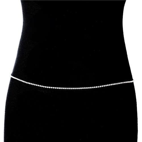 Shining Rhinestone Single Layer Beach Fashion Minimalist Wholesale Body Chain Jewelry - Silver