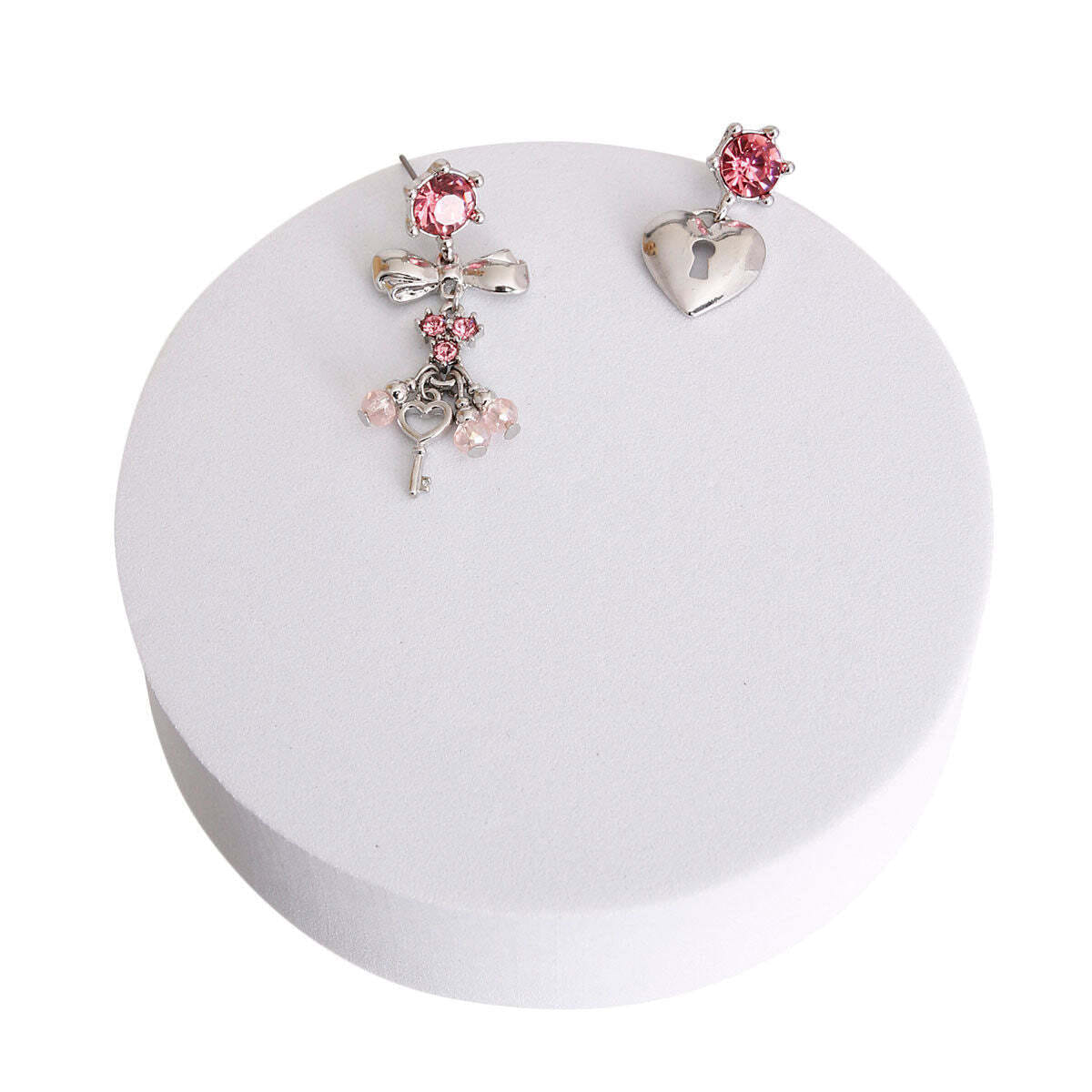 Silver Mismatched Lock Key Earrings