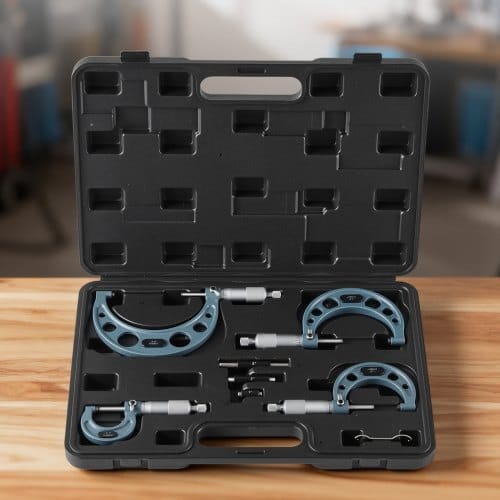 4 PCS Micrometer Set, 0-1"/1-2"/2-3"/3-4" Machinist Outside Micrometer, Ultra-Precision 0.0001 Accuracy, Professional Machinist Tools with Protective Case, for Metalworking & Engineering