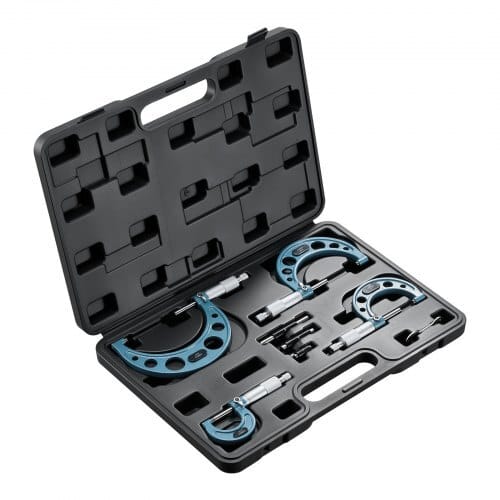 4 PCS Micrometer Set, 0-1"/1-2"/2-3"/3-4" Machinist Outside Micrometer, Ultra-Precision 0.0001 Accuracy, Professional Machinist Tools with Protective Case, for Metalworking & Engineering