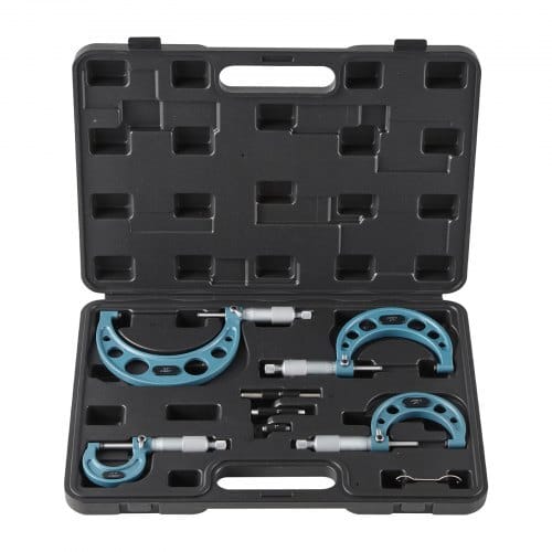 4 PCS Micrometer Set, 0-1"/1-2"/2-3"/3-4" Machinist Outside Micrometer, Ultra-Precision 0.0001 Accuracy, Professional Machinist Tools with Protective Case, for Metalworking & Engineering