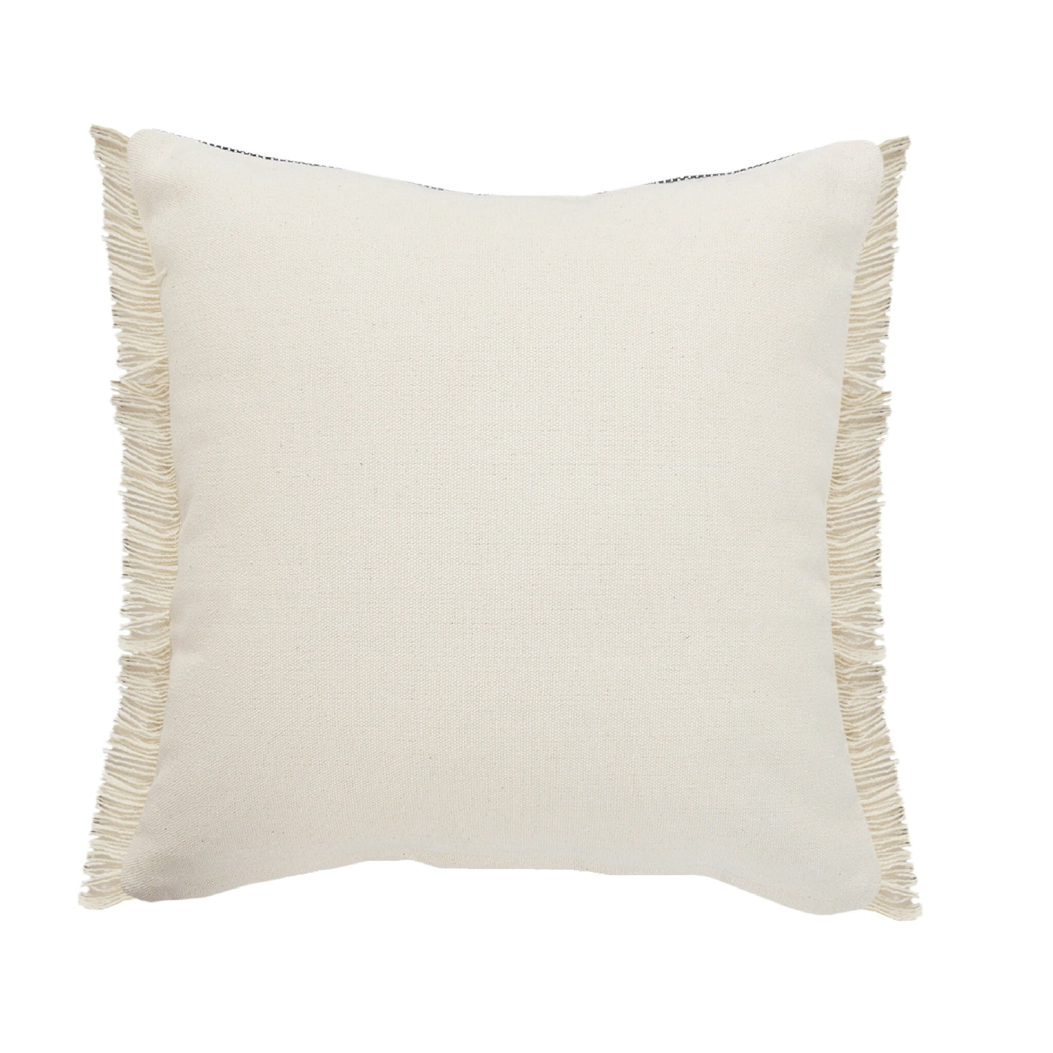 20" X 20" Beige And Ivory Jute Striped Zippered Pillow With Fringe