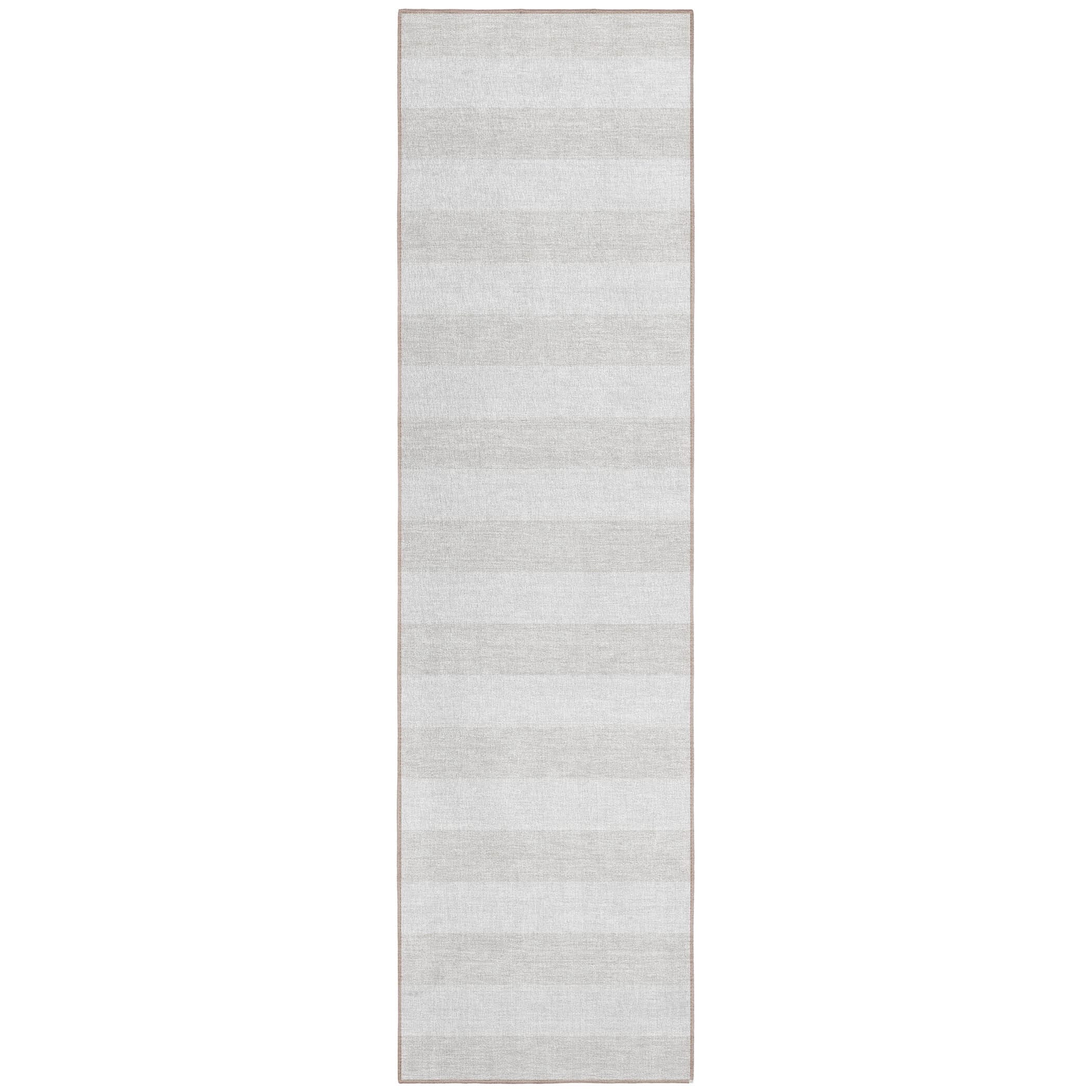 2' X 8' Ivory Striped Washable Indoor Outdoor Runner Rug