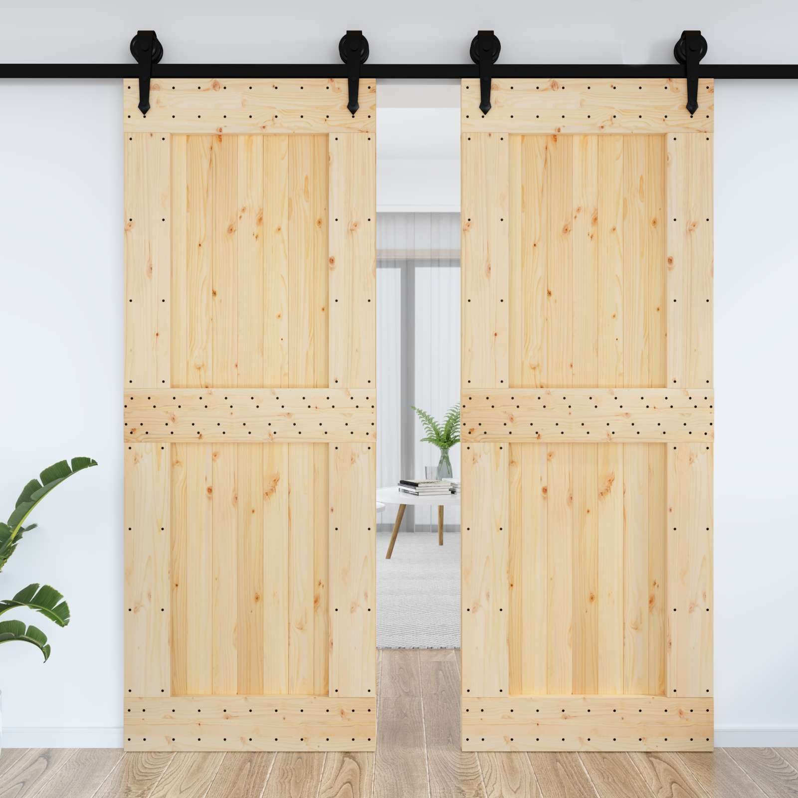 Door NARVIK Natural 33.46 x 82.68 in Solid Pine Wood