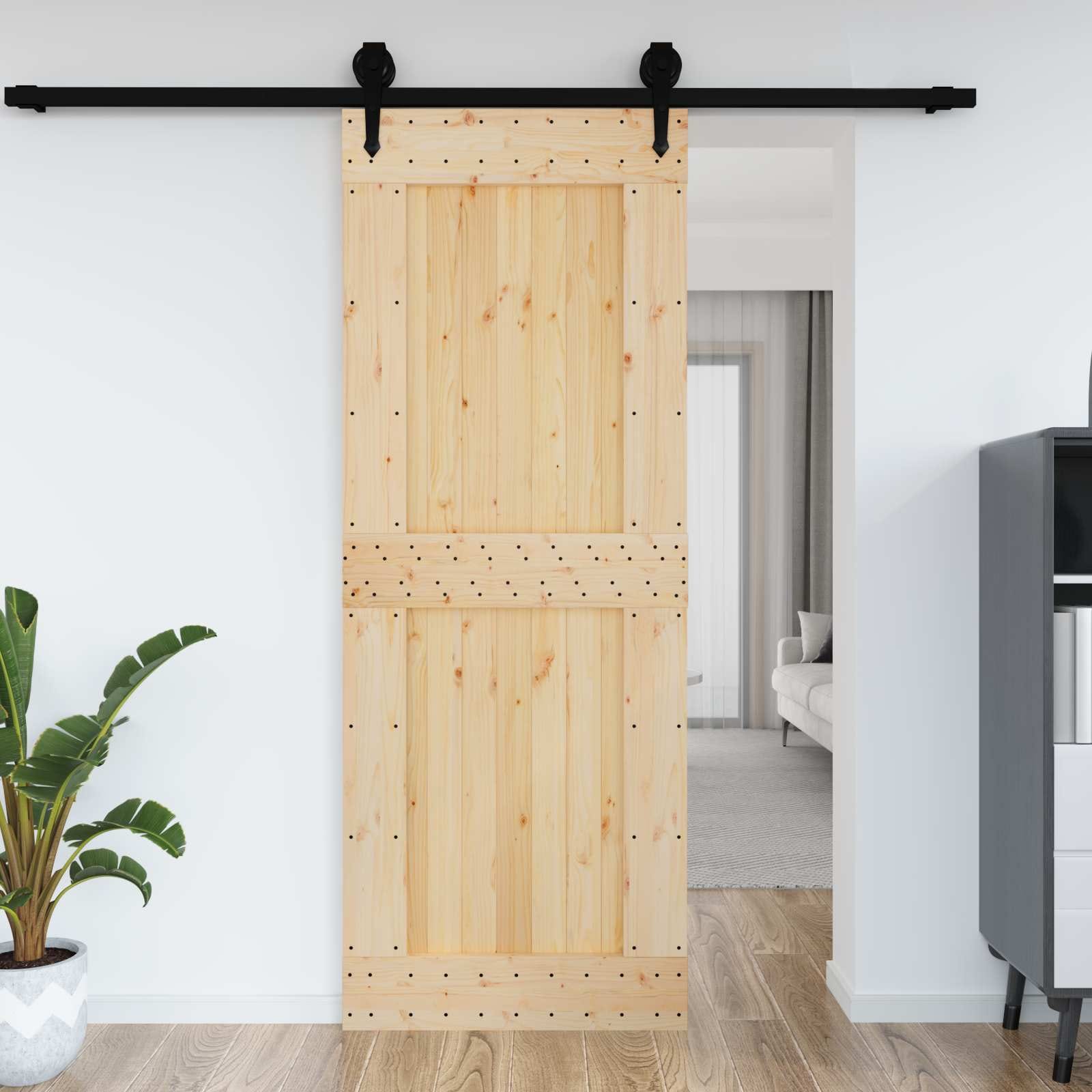 Door NARVIK Natural 33.46 x 82.68 in Solid Pine Wood