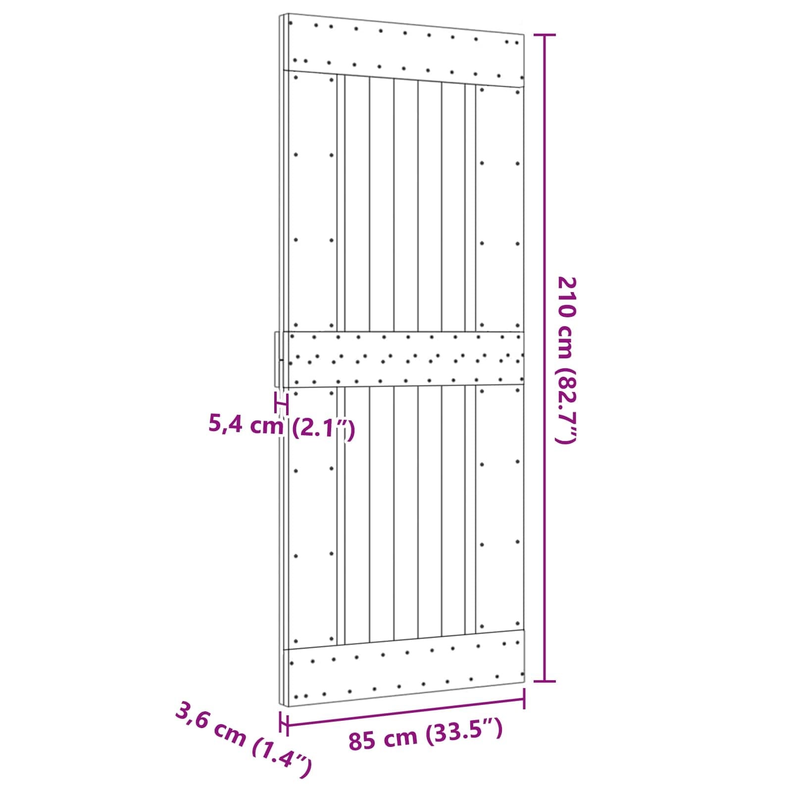 Door NARVIK Natural 33.46 x 82.68 in Solid Pine Wood