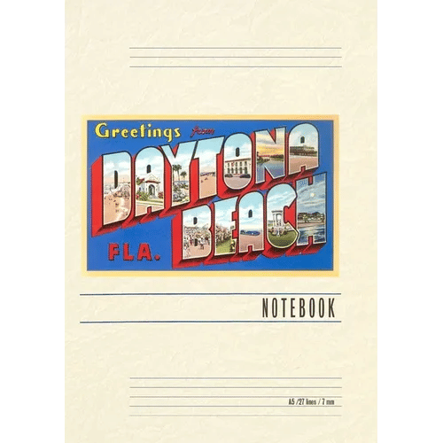 Vintage Lined Notebook Greetings from Daytona Beach, Florida - Paperback