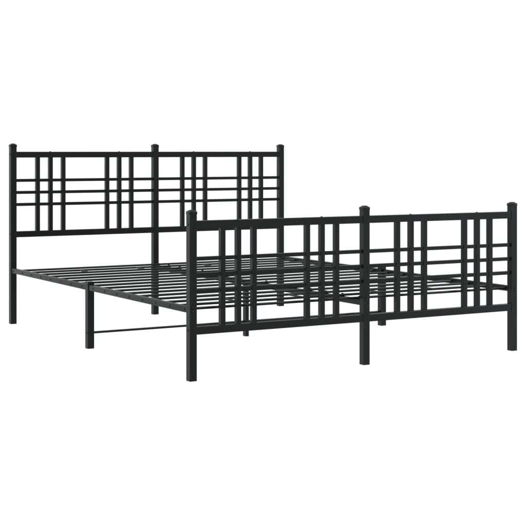 Metal Bed Frame without Mattress with Footboard Black 59.1"x78.7"