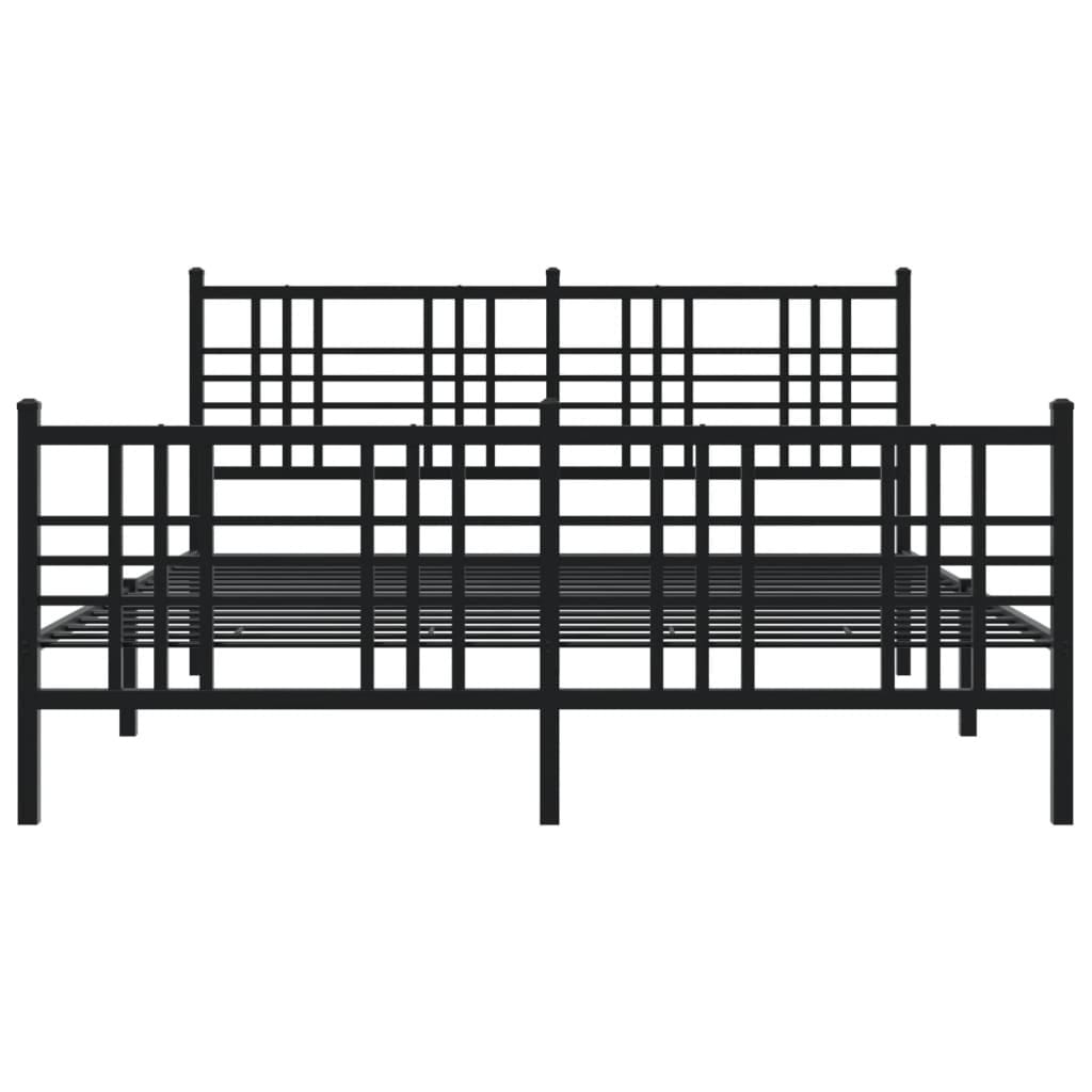 Metal Bed Frame without Mattress with Footboard Black 59.1"x78.7"