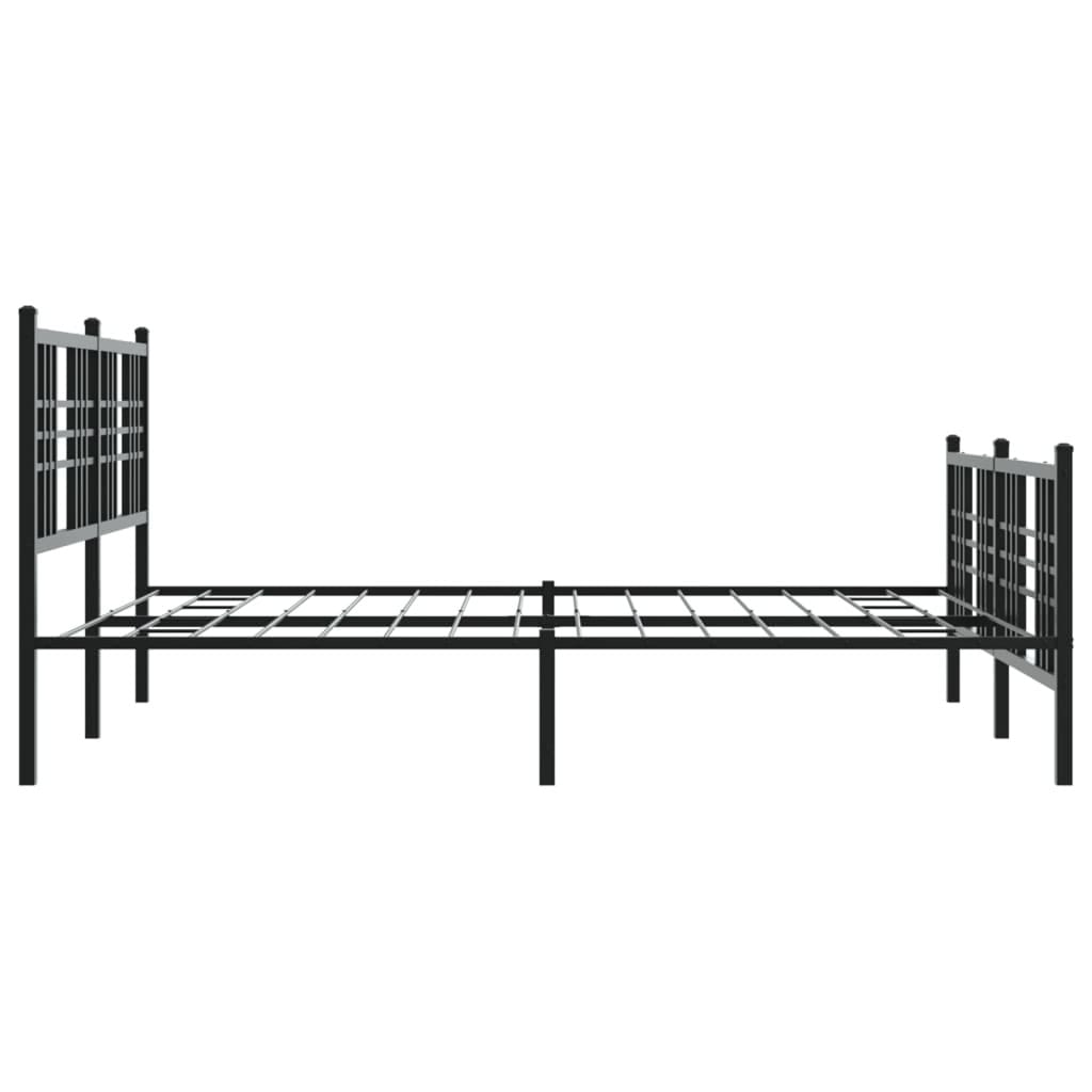 Metal Bed Frame without Mattress with Footboard Black 59.1"x78.7"