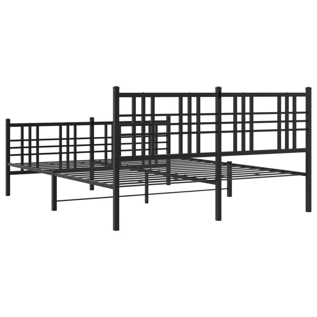 Metal Bed Frame without Mattress with Footboard Black 59.1"x78.7"