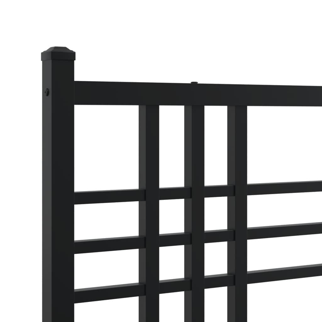 Metal Bed Frame without Mattress with Footboard Black 59.1"x78.7"