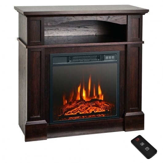 18 Inch 1400W Electric TV Stand Fireplace with Shelf-White