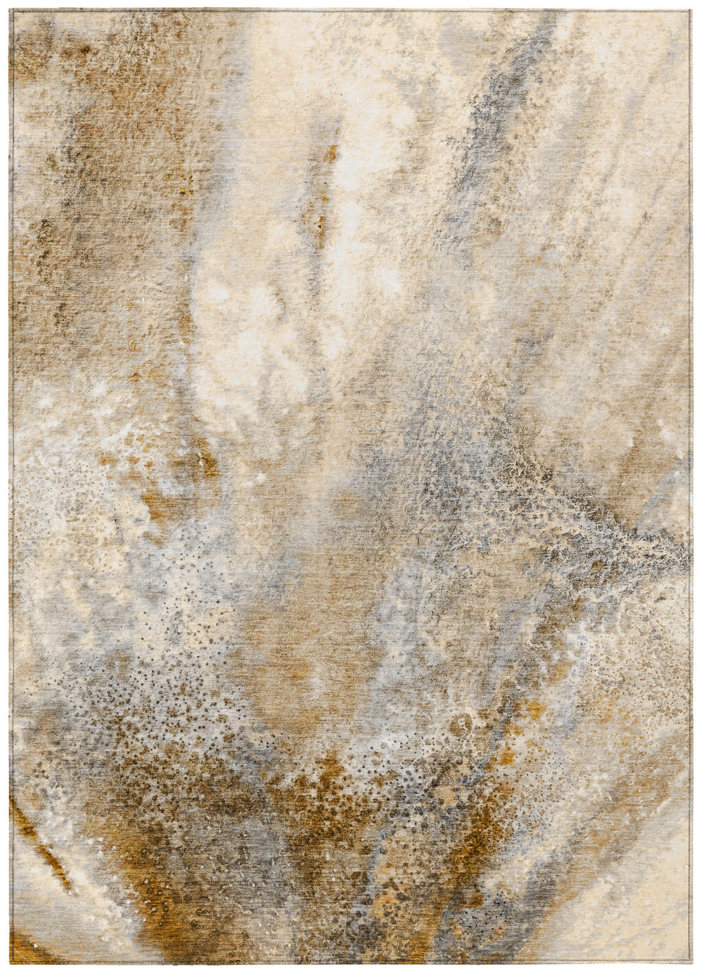 5' X 8' Brown Abstract Washable Non Skid Indoor Outdoor Area Rug