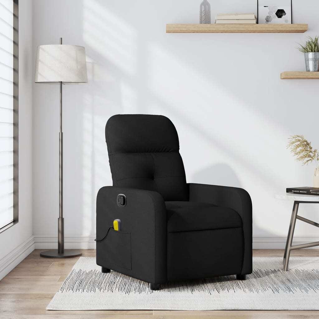 Massage Recliner Chair Black Fabric