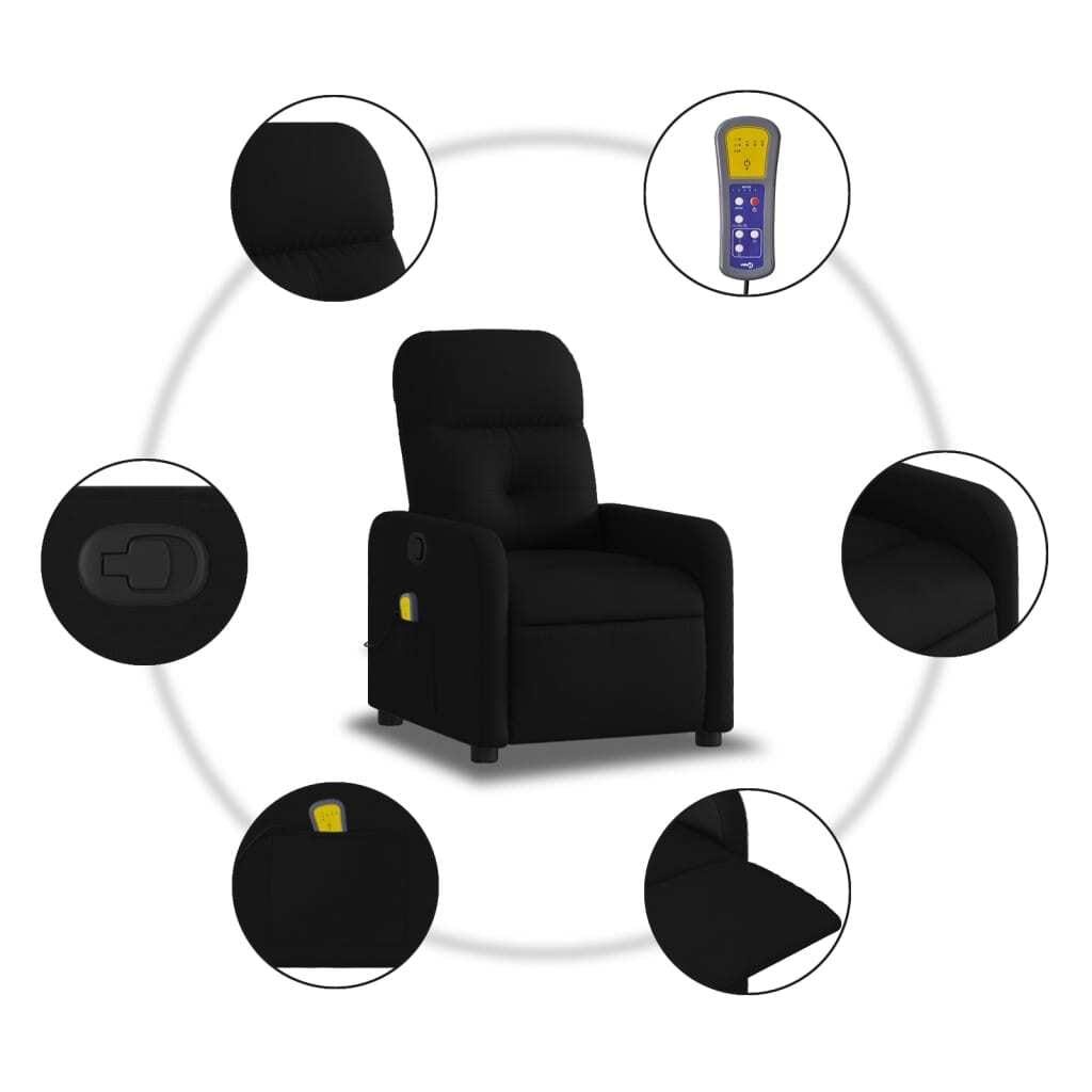 Massage Recliner Chair Black Fabric
