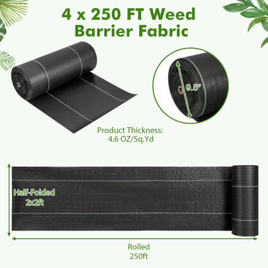 6.5 x 330/4 x 250/6 x 300 Feet Weed Barrier Landscape Fabric-4 ft - Color: Black - Size: 4 ft