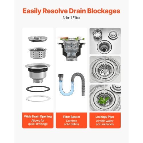 Stainless Steel Floor Mop Sink, 24 x 24 x 13 in, 304 Stainless Steel, with 3-in-1 Filter and Wall-Mounted Bracket, X-Shaped Groove for Quick and Smooth Drainage, for Balcony and Bathroom