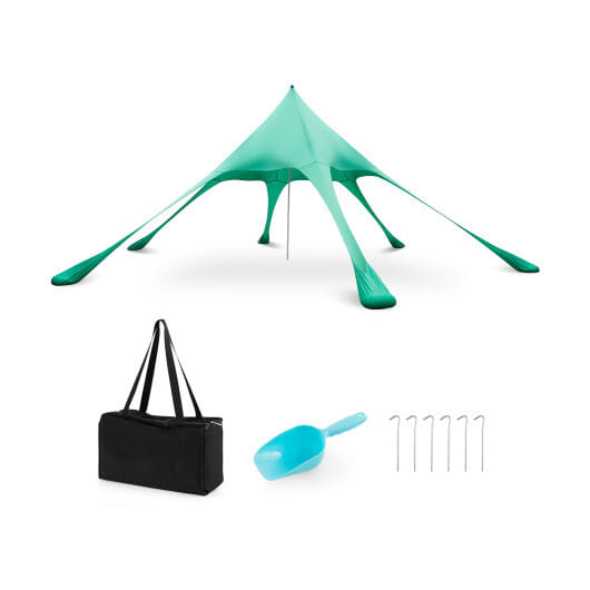 20 x 20 Feet Beach Canopy Tent with UPF50+ Sun Protection and Shovel-Blue