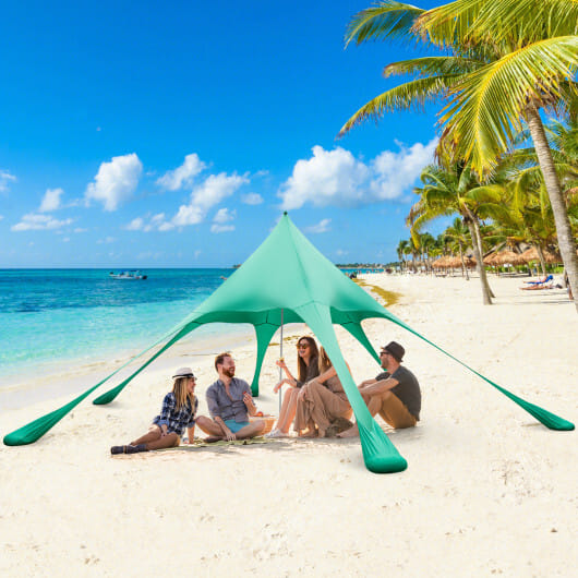 20 x 20 Feet Beach Canopy Tent with UPF50+ Sun Protection and Shovel-Blue