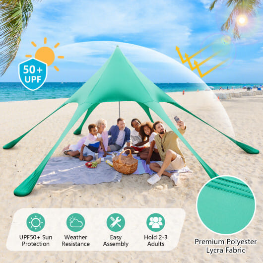 20 x 20 Feet Beach Canopy Tent with UPF50+ Sun Protection and Shovel-Blue