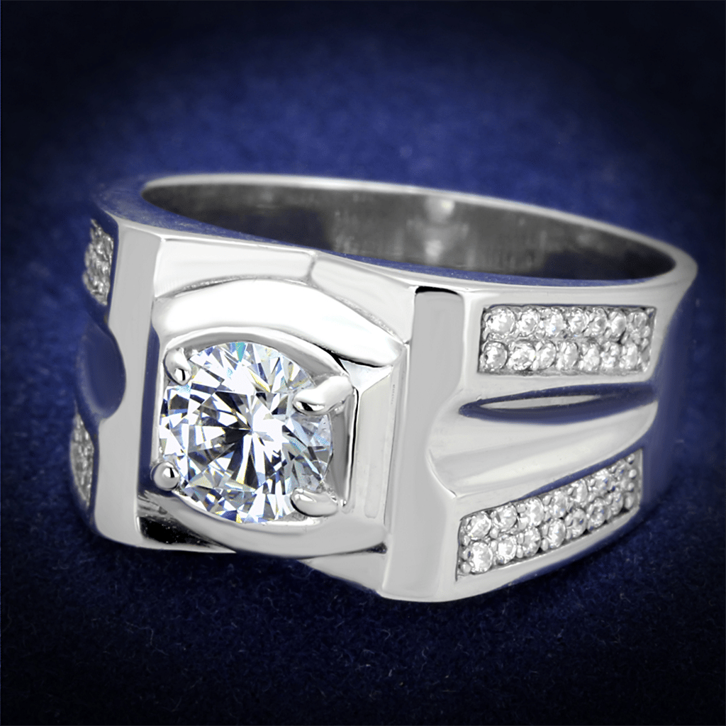 TS385 - Rhodium 925 Sterling Silver Ring with AAA Grade CZ in Clear