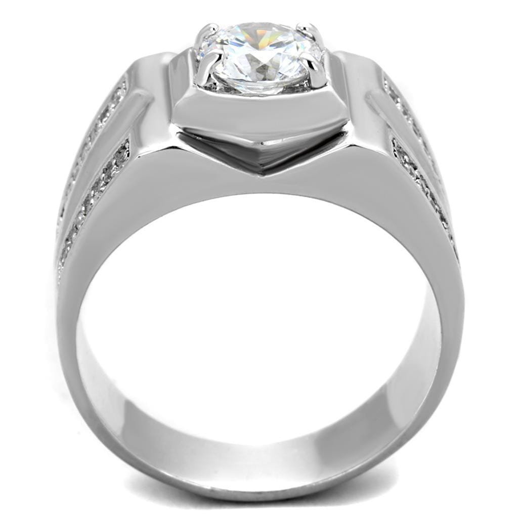 TS385 - Rhodium 925 Sterling Silver Ring with AAA Grade CZ in Clear