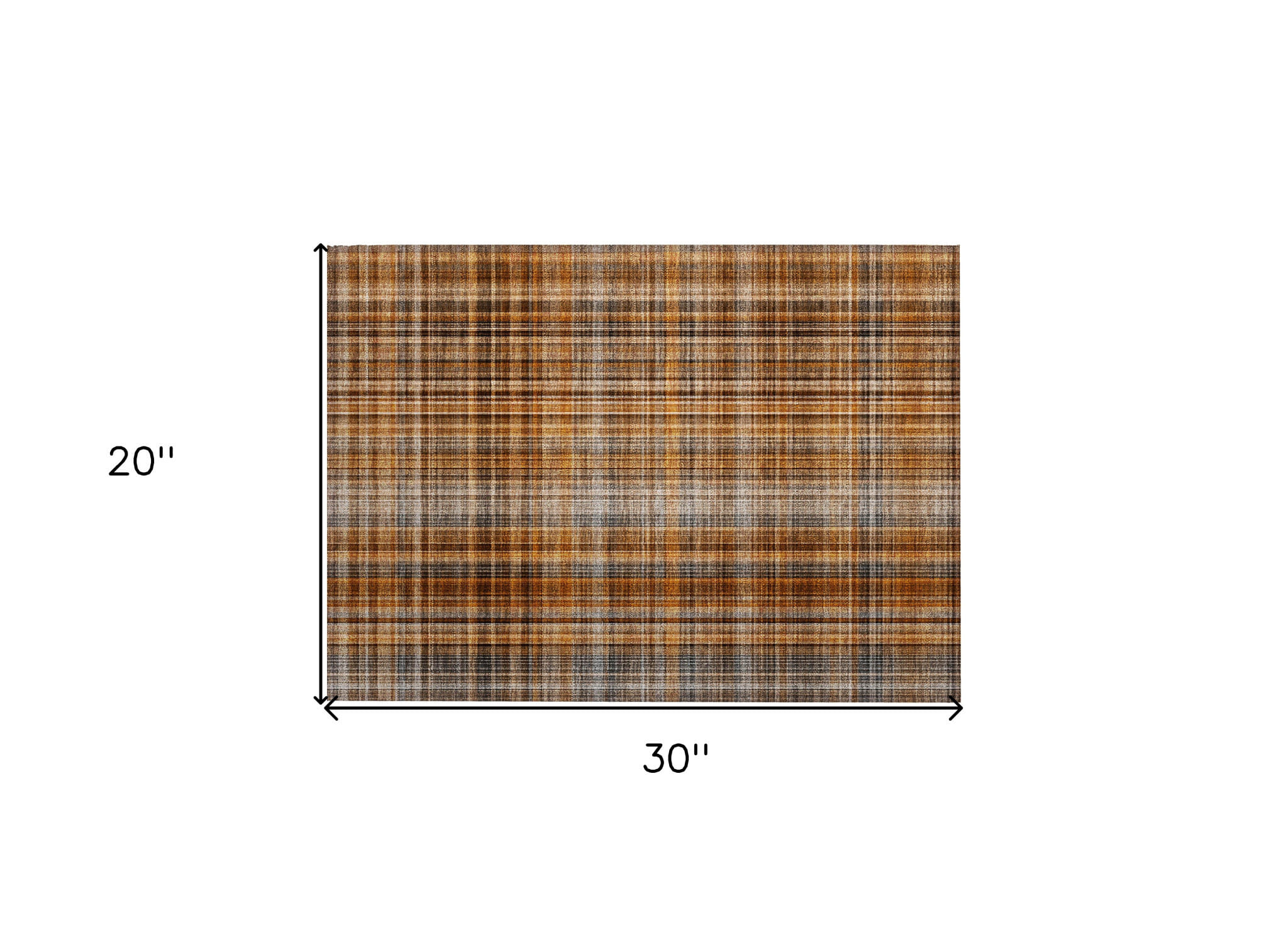 2' X 3' Orange Brown and Gray Plaid Washable Non Skid Indoor Outdoor Area Rug