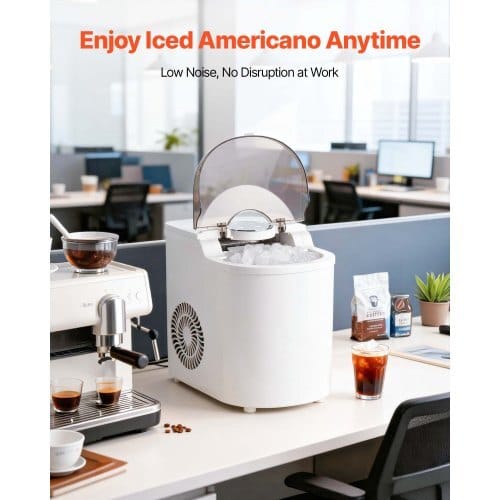 Countertop Ice Maker, 7 Cubes Ready in 6 Mins, 26 lbs per Day, Self-Cleaning Portable Machine with Ice Scoop, Ice-Making Machine with 2 Sizes Bullet Ices for Home, Kitchen, Office, Bar & Party