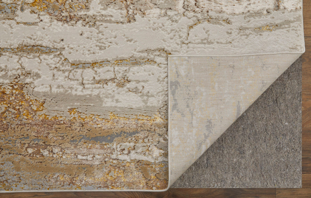 10' X 13' Ivory Gray and Brown Abstract Power Loom Area Rug