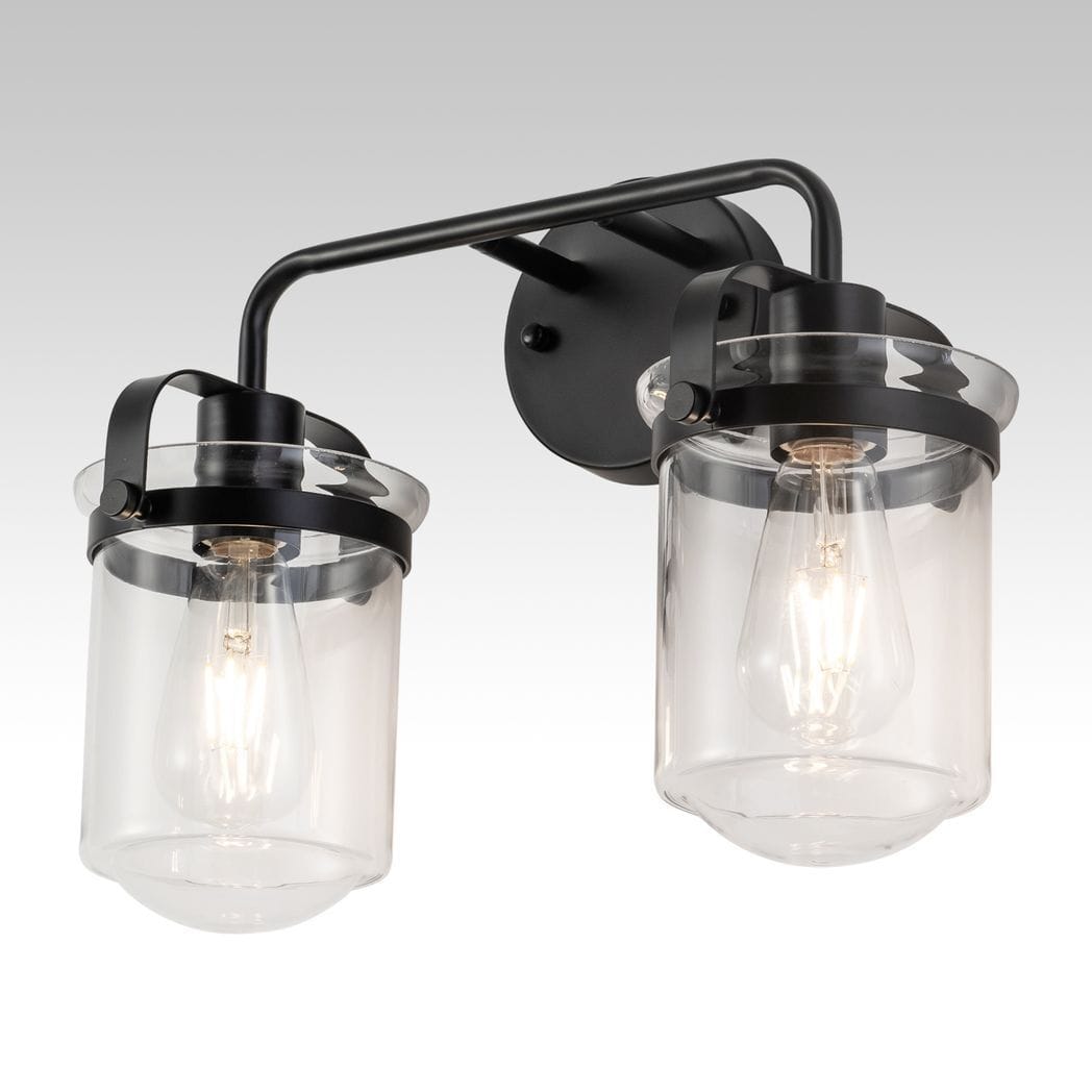 Wall Sconces Set of 2 with Clear Glass Shade,Modern Wall Sconce, Industrial Indoor Wall Light Fixture for Bathroom Living Room Bedroom Over Kitchen Sink,E26 Socket, Bulbs Not Included