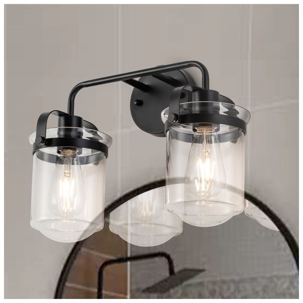 Wall Sconces Set of 2 with Clear Glass Shade,Modern Wall Sconce, Industrial Indoor Wall Light Fixture for Bathroom Living Room Bedroom Over Kitchen Sink,E26 Socket, Bulbs Not Included