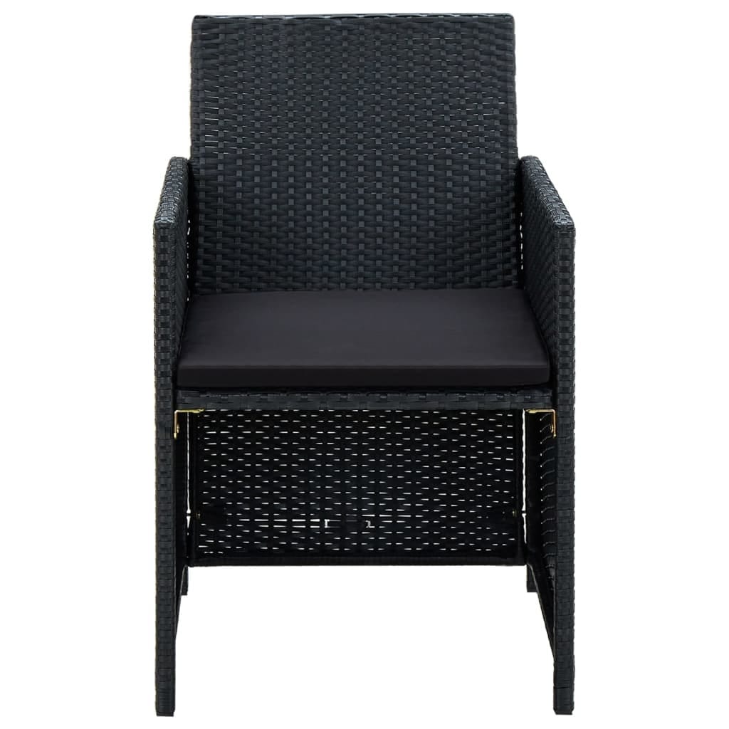 4 Piece Patio Lounge Set with Cushions Poly Rattan Black