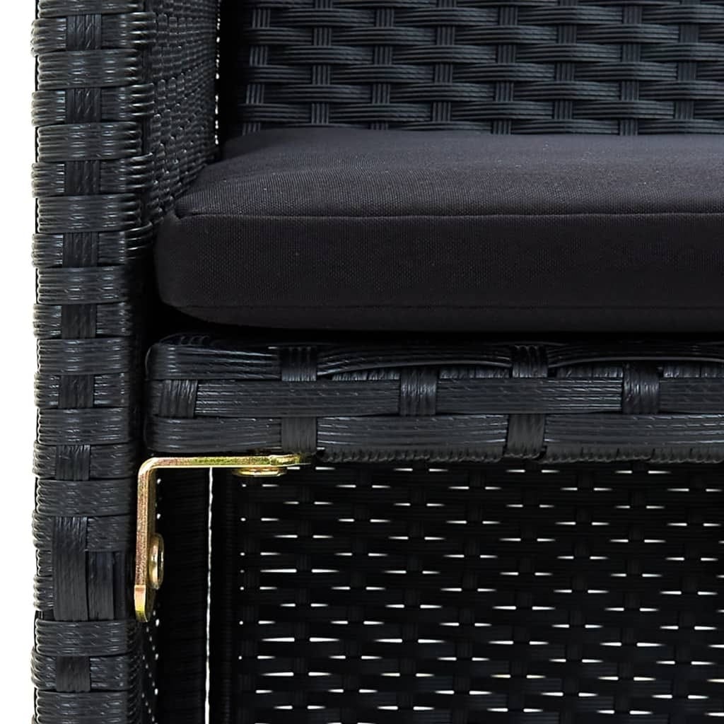 4 Piece Patio Lounge Set with Cushions Poly Rattan Black