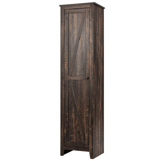 Linen Tower Bathroom Storage Cabinet Tall Slim Side Organizer with Shelf-White
