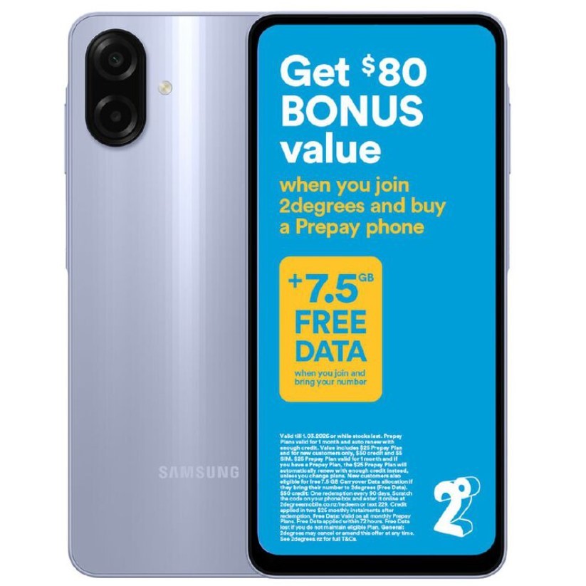 Samsung Galaxy A07 4G 64GB with 2degrees Sim Bundle - Light Violet