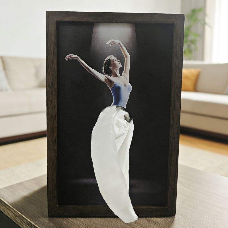 Solid Walnut Wooden Ballet Girl Paper Tray / Natural Wooden Napkin Holder