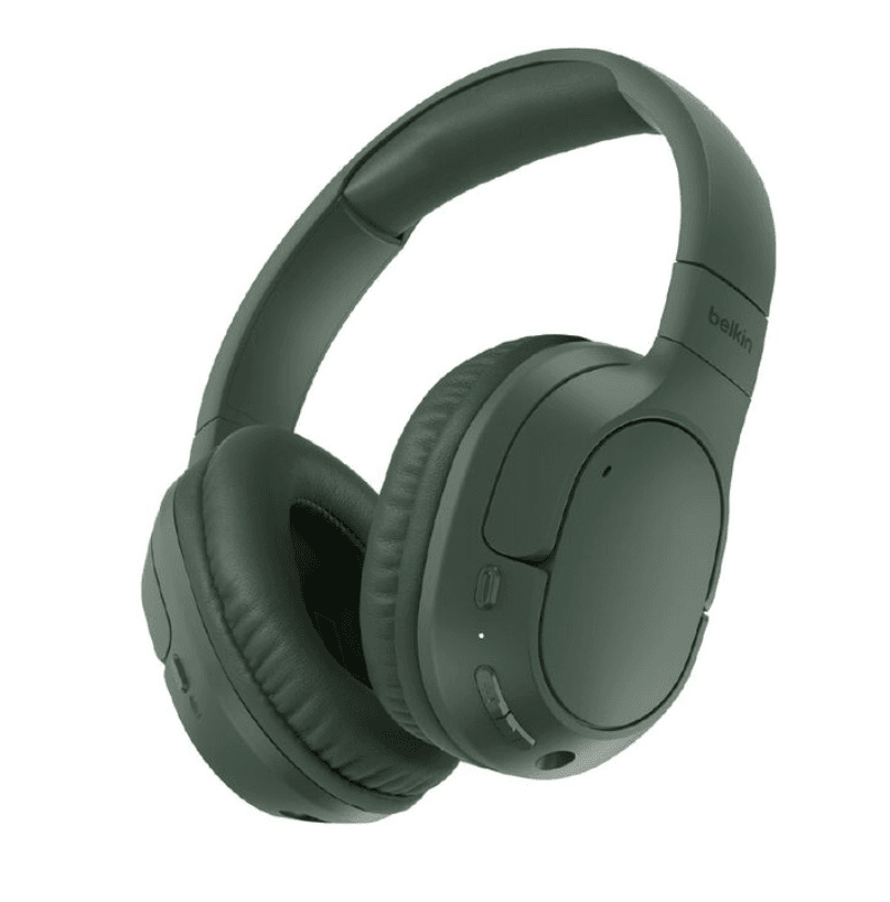 Belkin SoundForm Surround Wireless Over-Ear Headphones - Olive – Immersive Surround Sound, Wireless Comfort