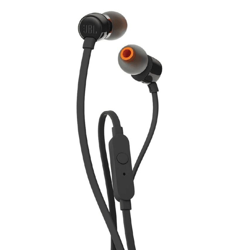JBL T110 In-Ear Headphones - Black – Compact Sound, Comfortable Fit