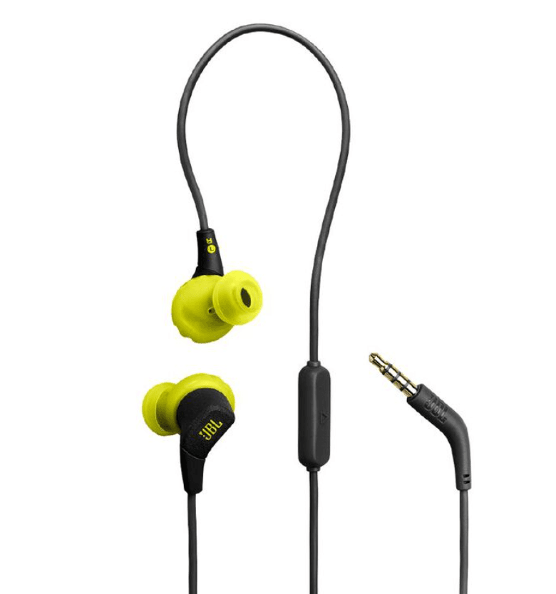 JBL Endurance Run 3 Wired Sport Headphones - Black/Lime – Secure Fit, Durable Sound