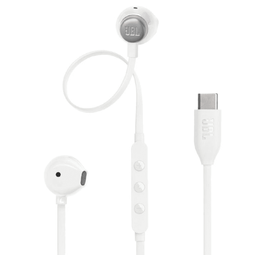 JBL Tune 305C USB-C Wired Hi-Resolution In-Ear Headphones - White – High-Resolution Wired Audio with Modern USB-C Connectivity