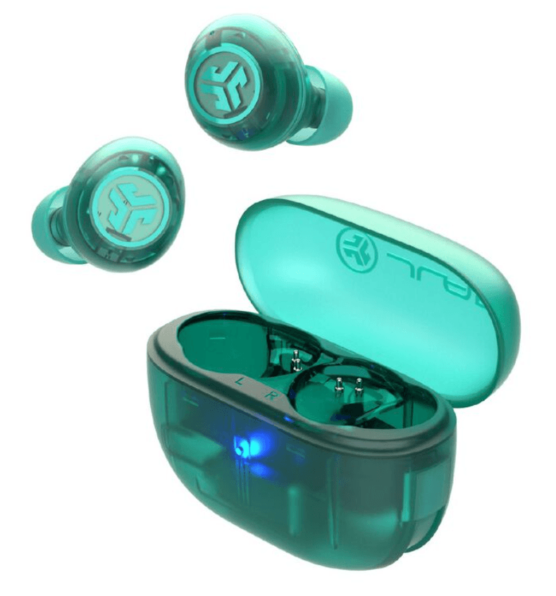 JLab Go Pop ANC True Wireless Earbuds - Clear Teal – Compact Wireless Audio with Active Noise Cancelling