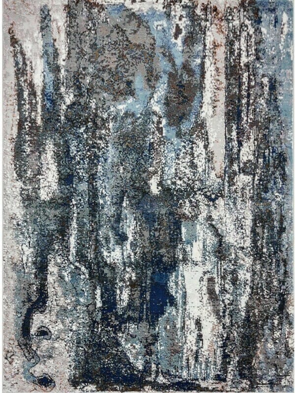 8' X 10' Shades of Blue and Gray Abstract Marble Area Rug