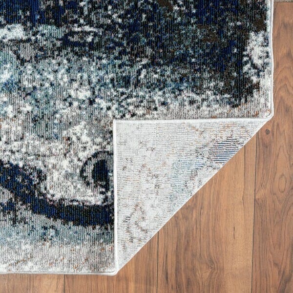 8' X 10' Shades of Blue and Gray Abstract Marble Area Rug